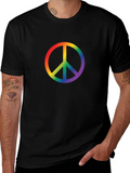 Rainbow Peace Sign Black T-Shirt
