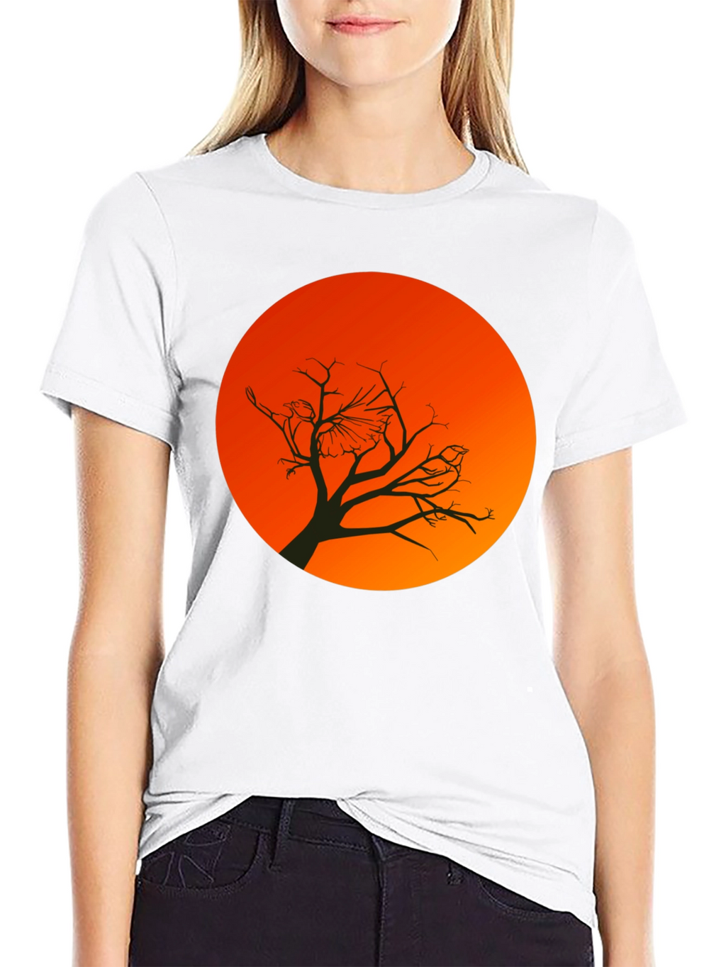 Sunset Bird Silhouette Graphic T-Shirt