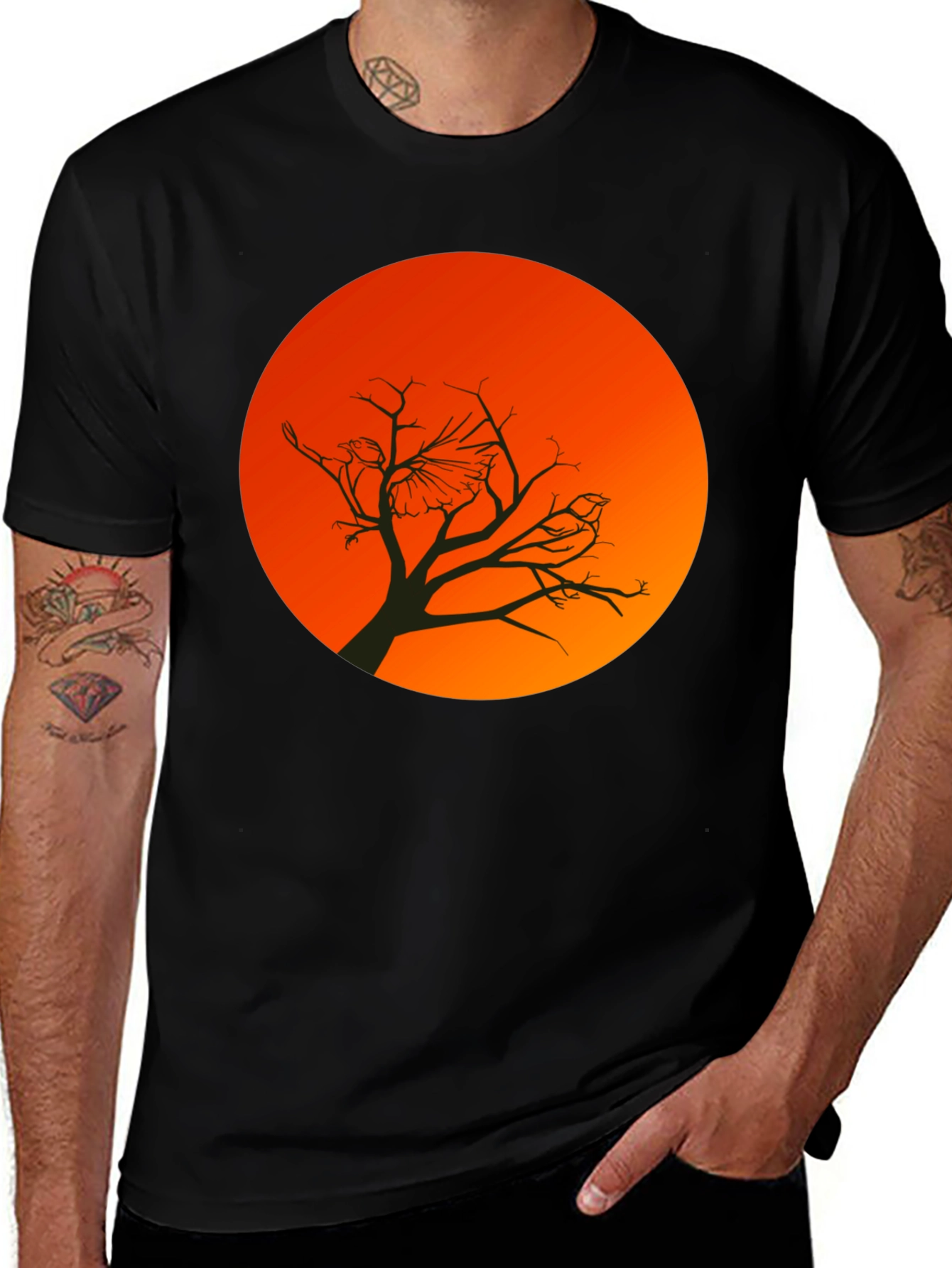 Sunset Bird Silhouette Graphic T-Shirt