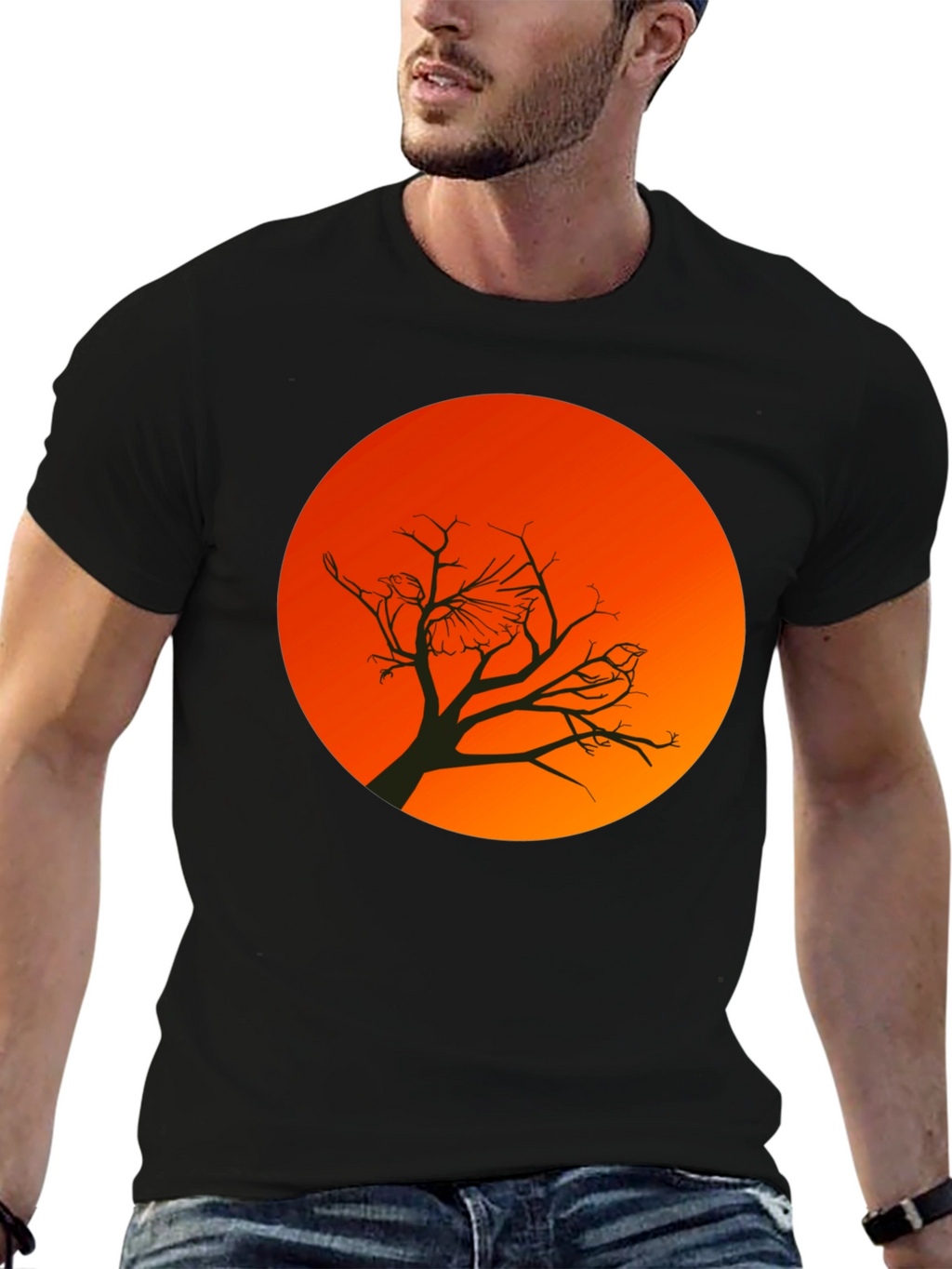 Sunset Bird Silhouette Graphic T-Shirt