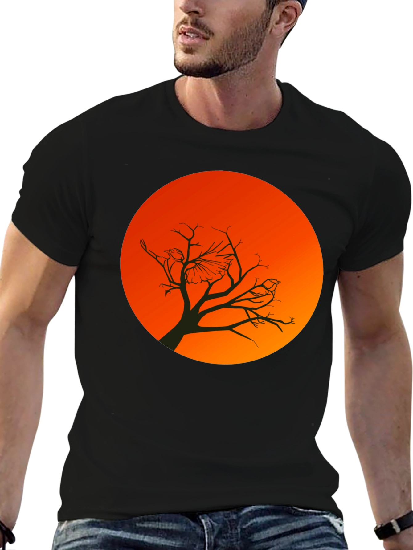 Sunset Bird Silhouette Graphic T-Shirt