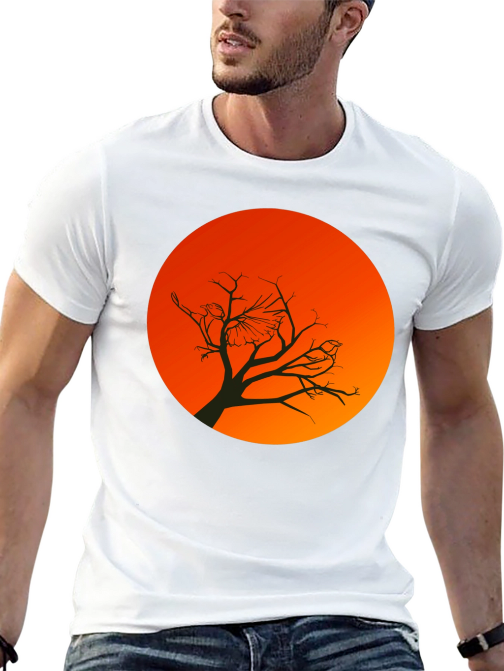 Sunset Bird Silhouette Graphic T-Shirt