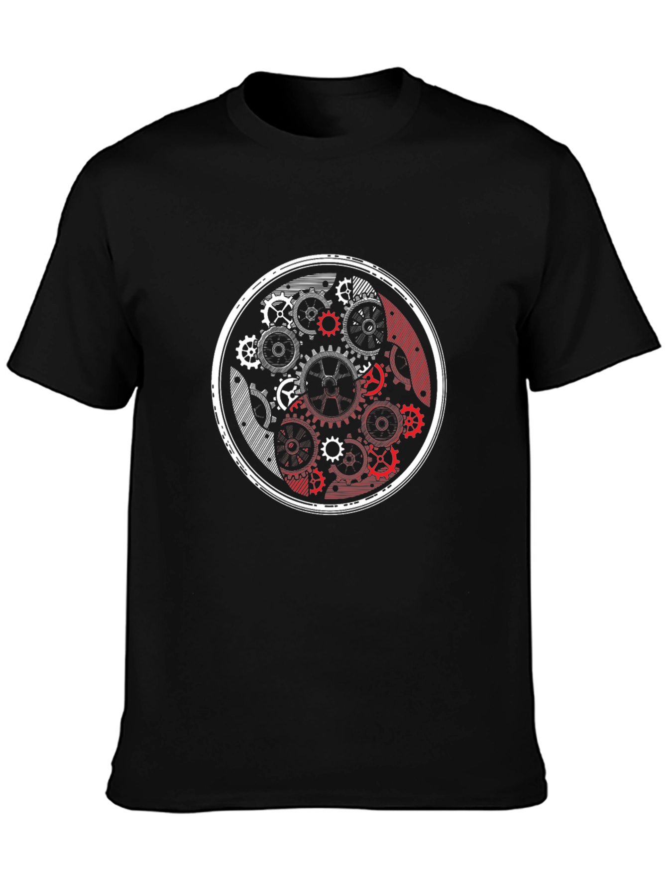 Yin Yang Gears Black Graphic Tee