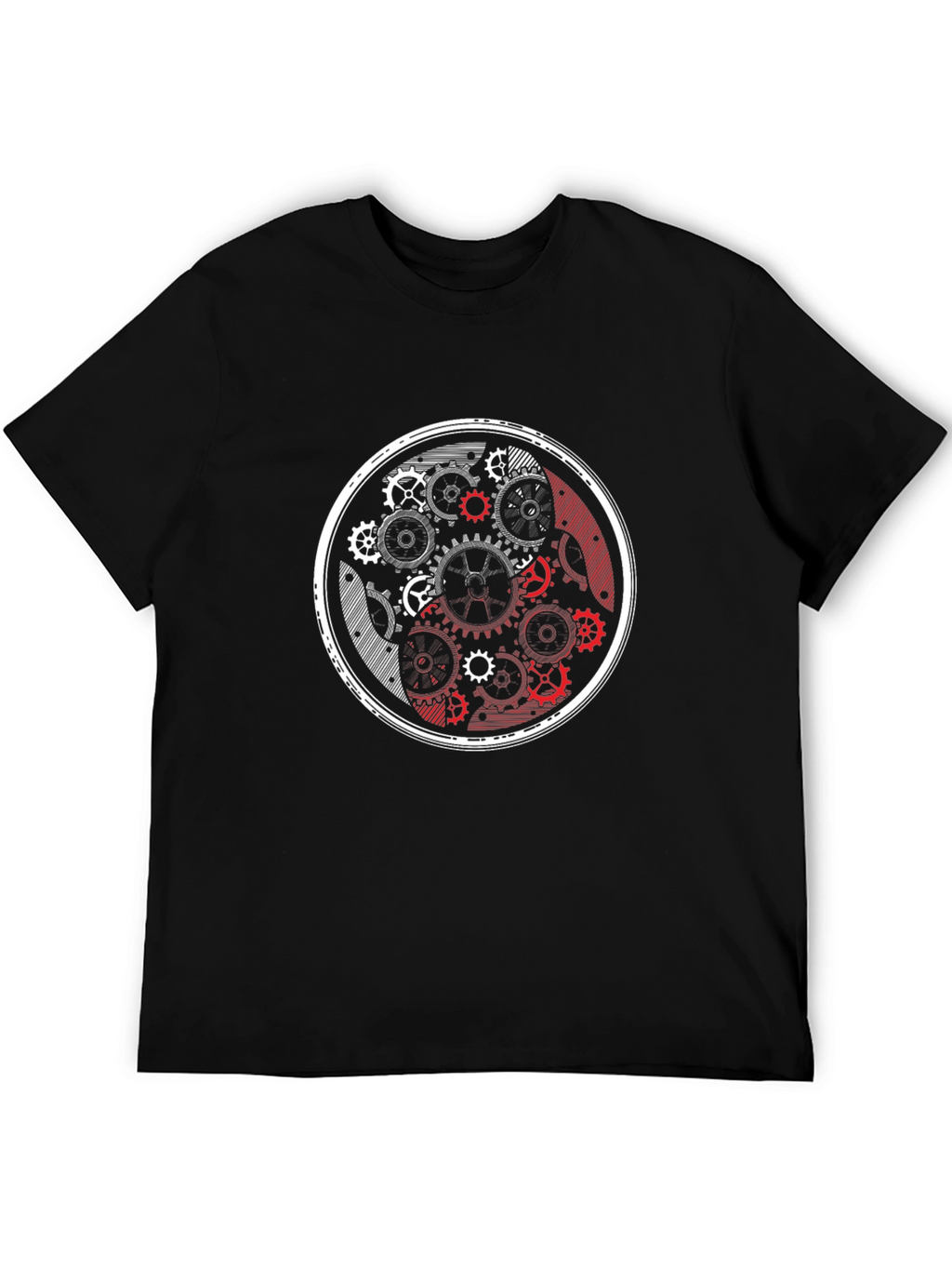Yin Yang Gears Black Graphic Tee