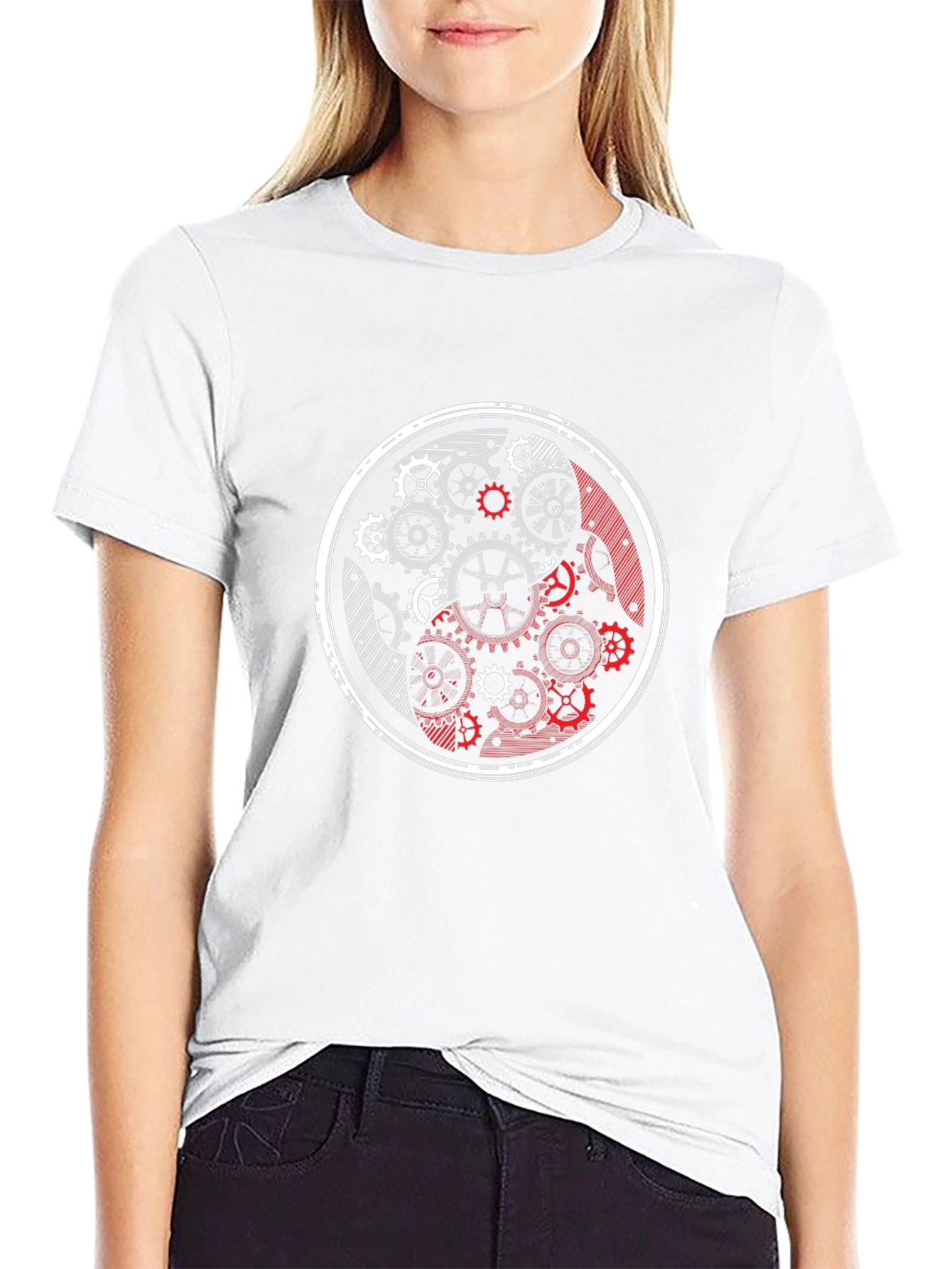 Yin Yang Gears Black Graphic Tee