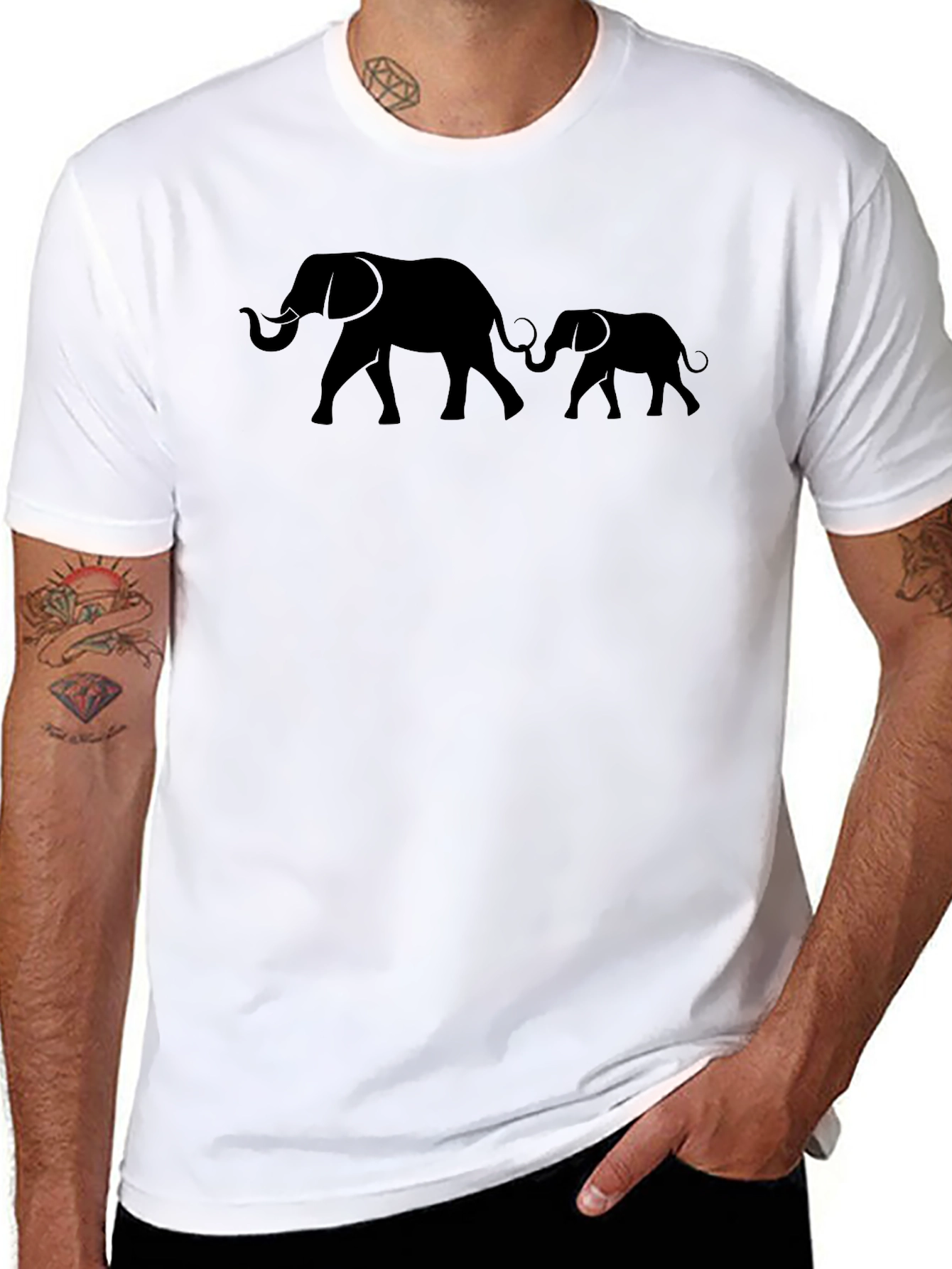 Elephant Family Black Graphic Tee