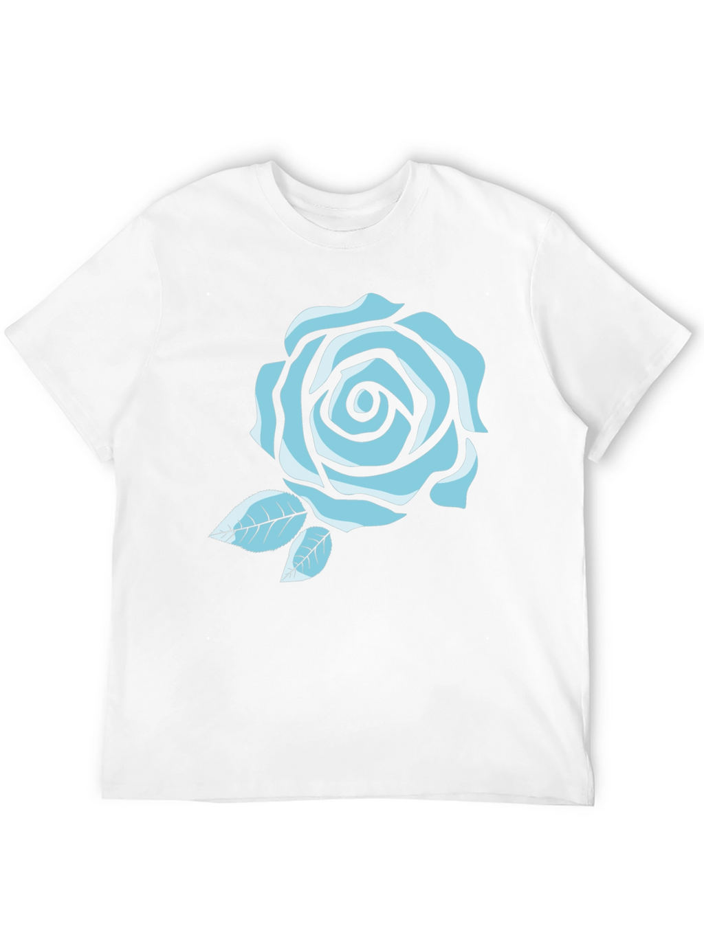Black T-Shirt with Blue Rose Graphic