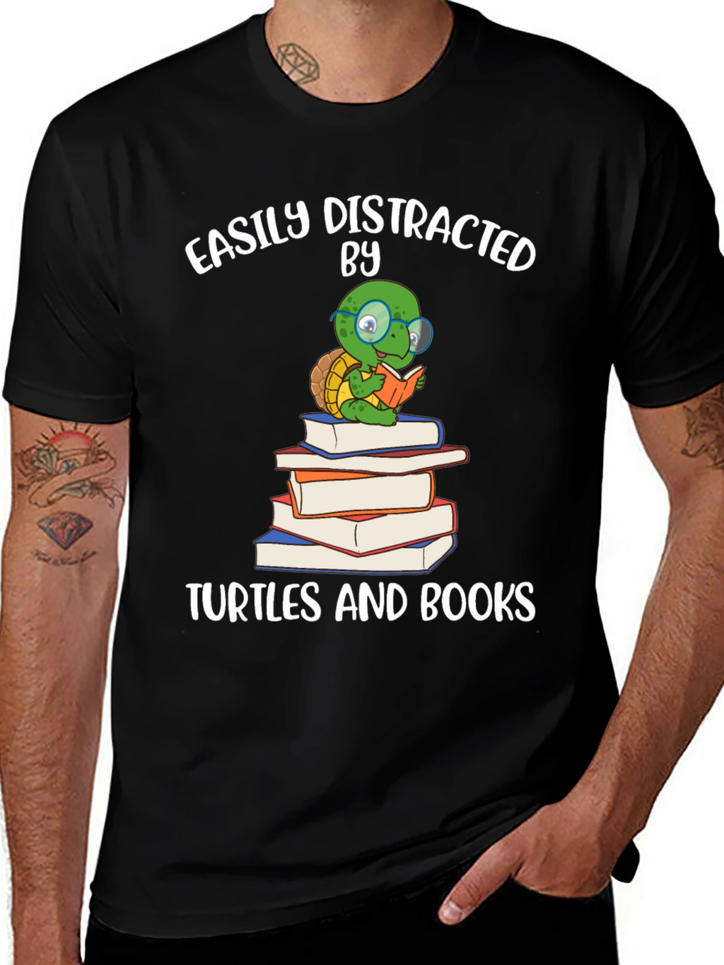 Easily Distracted by Turtles & Books T-Shirt