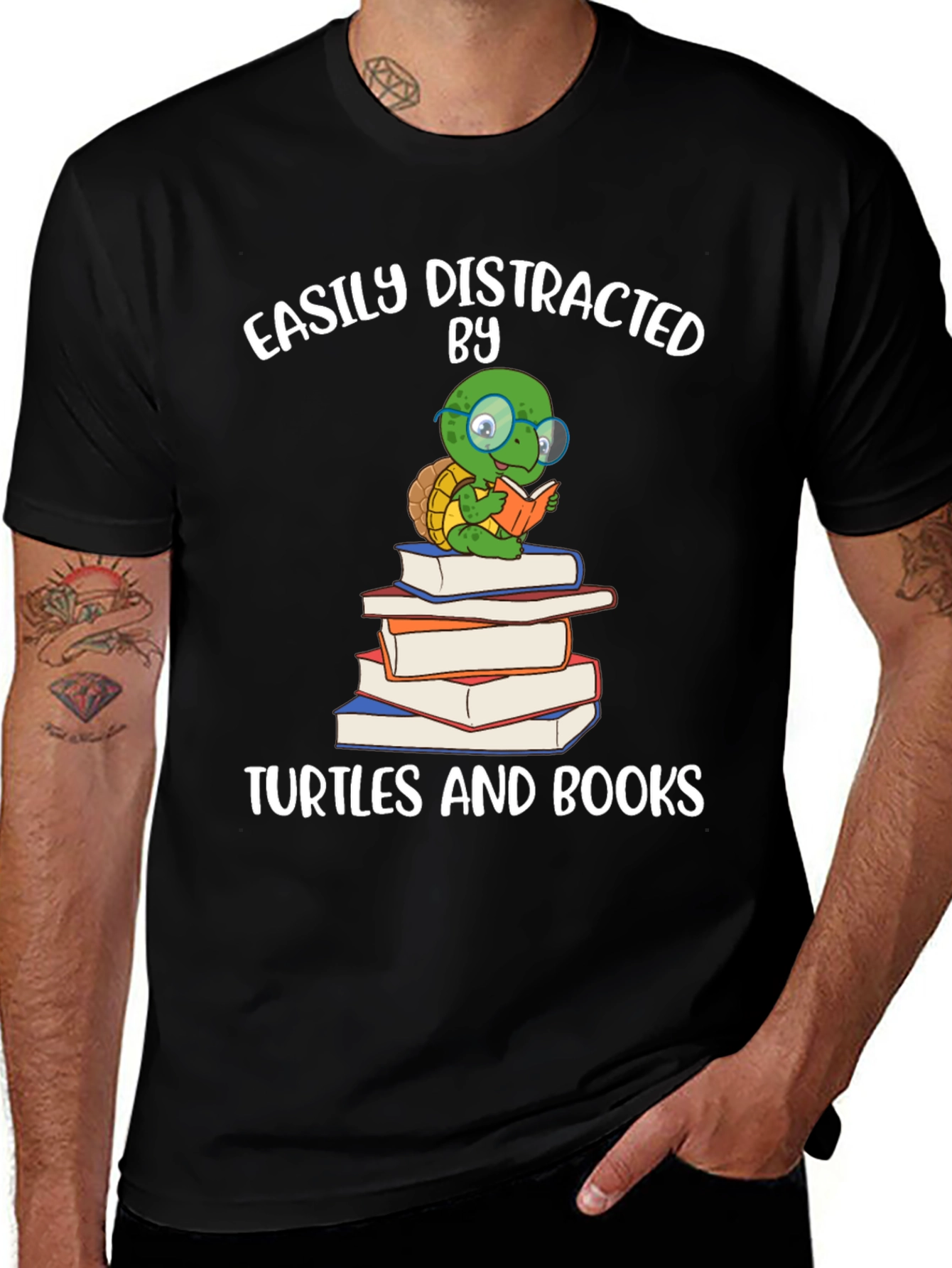 Easily Distracted by Turtles & Books T-Shirt