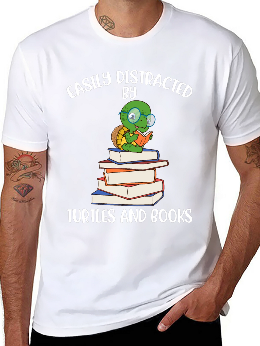 Easily Distracted by Turtles & Books T-Shirt