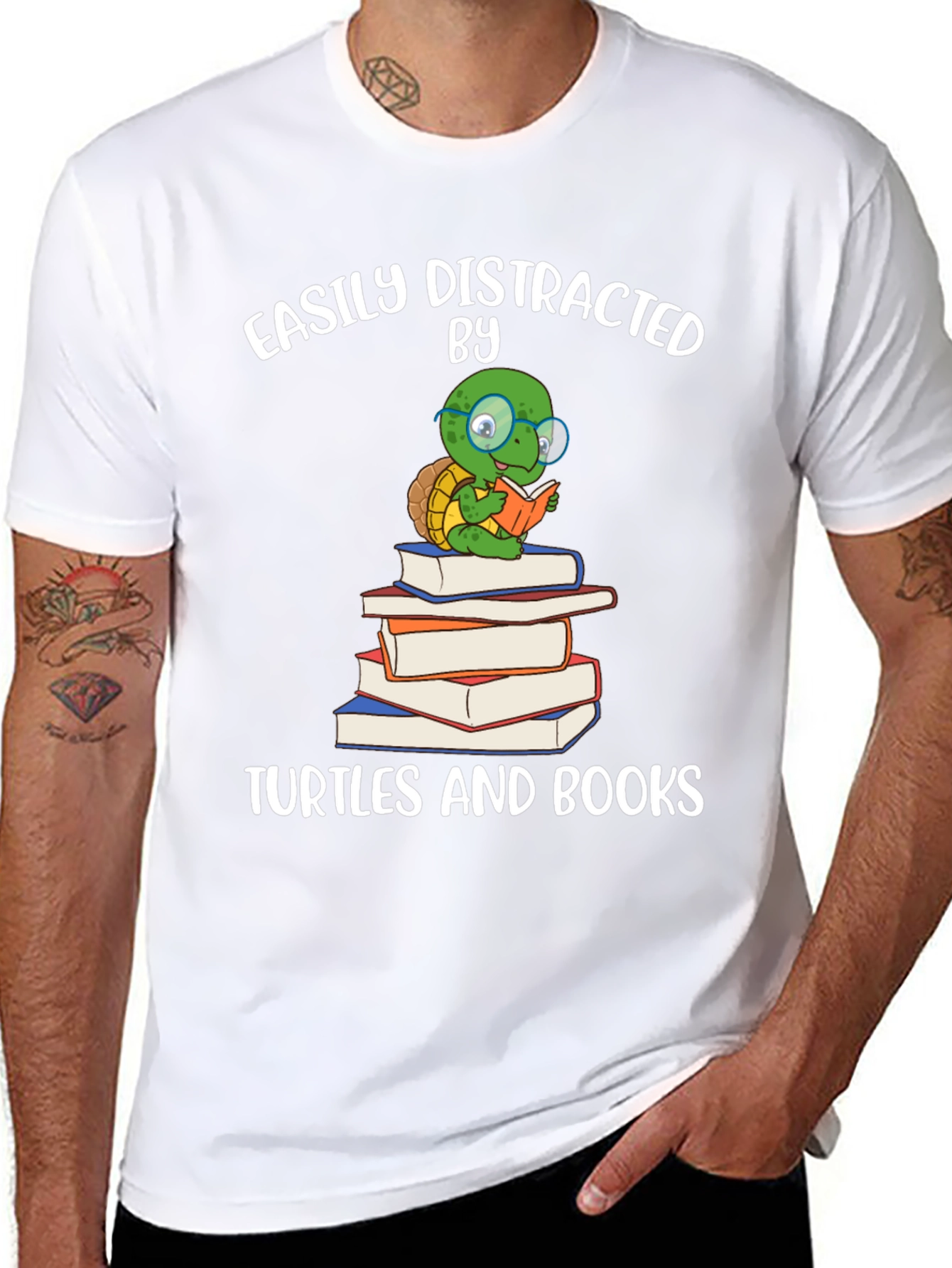 Easily Distracted by Turtles & Books T-Shirt