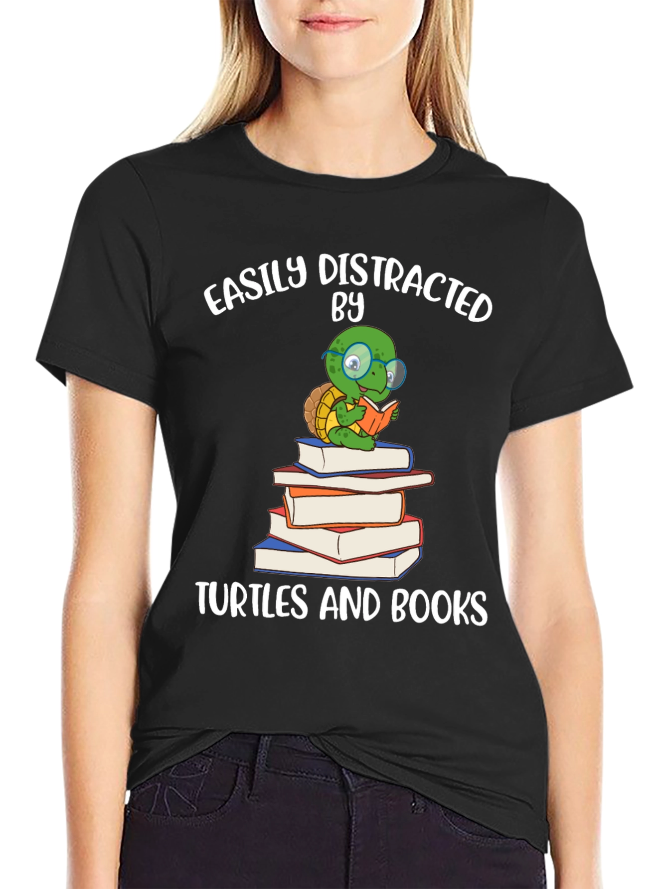 Easily Distracted by Turtles & Books T-Shirt
