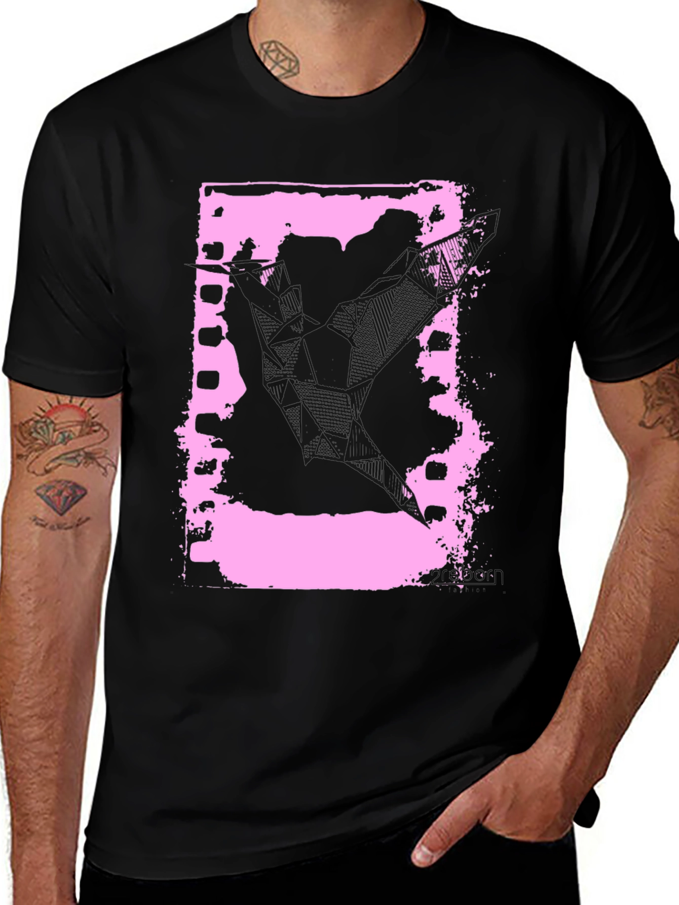 Retro Film Strip Graphic Tee - Black Cotton T-Shirt