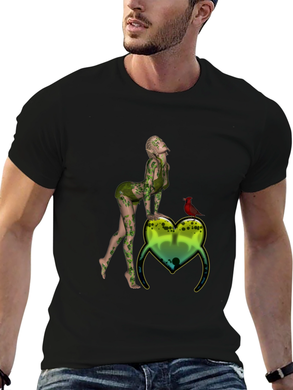 Natures Embrace Tee:  Whimsical Fairy & Cardinal Print