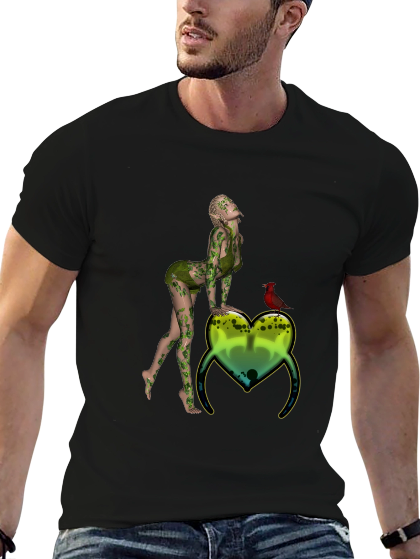 Natures Embrace Tee:  Whimsical Fairy & Cardinal Print