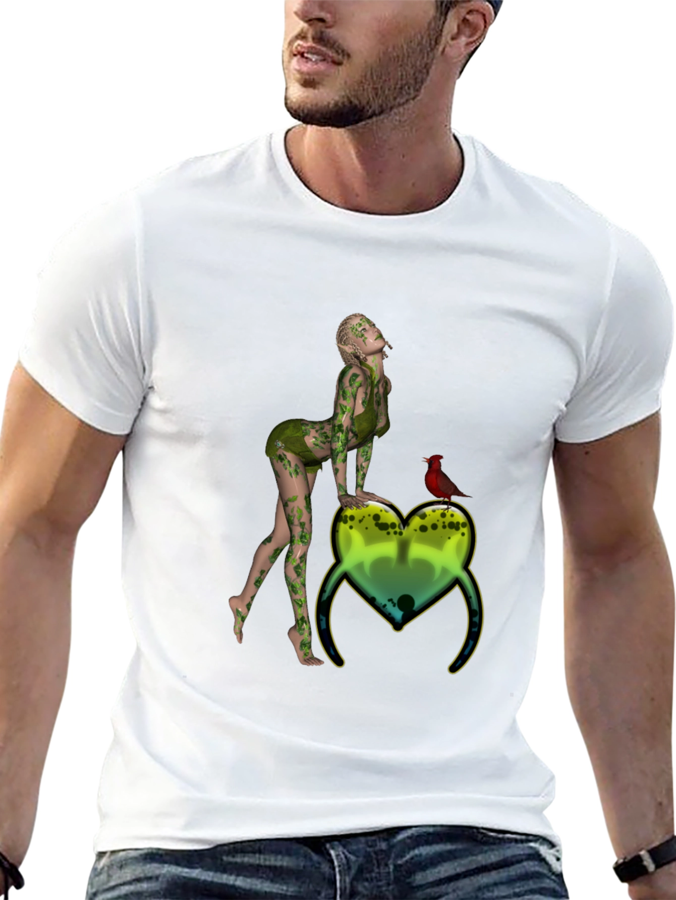 Natures Embrace Tee:  Whimsical Fairy & Cardinal Print