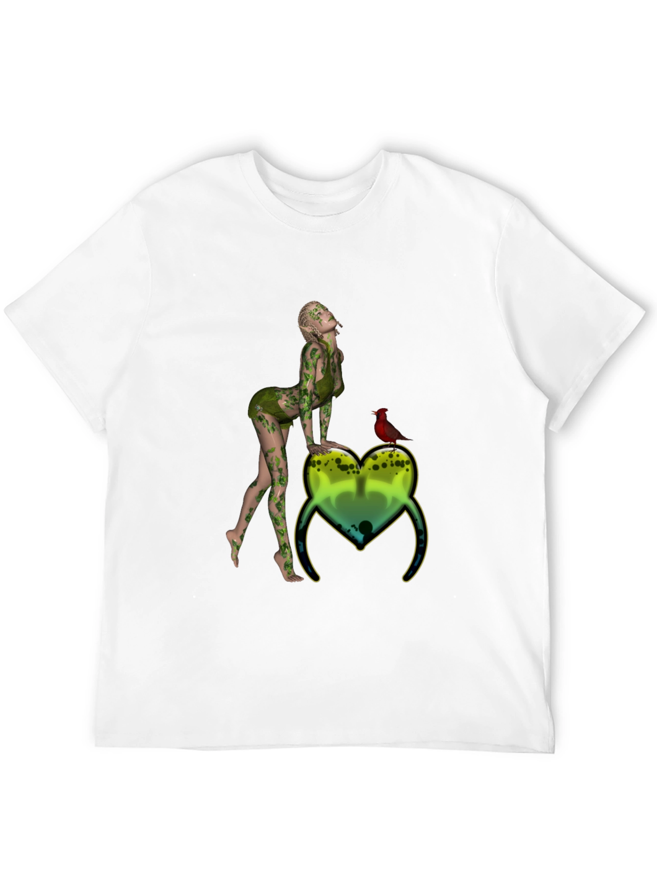 Natures Embrace Tee:  Whimsical Fairy & Cardinal Print
