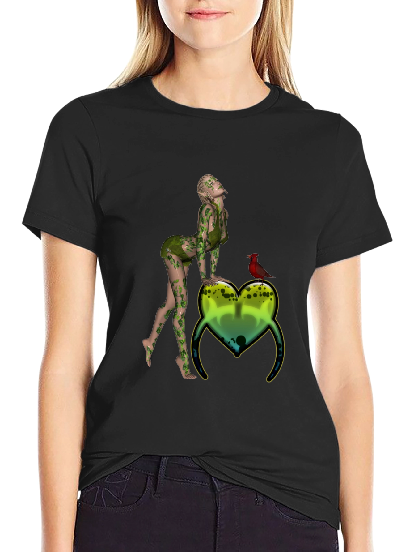 Natures Embrace Tee:  Whimsical Fairy & Cardinal Print