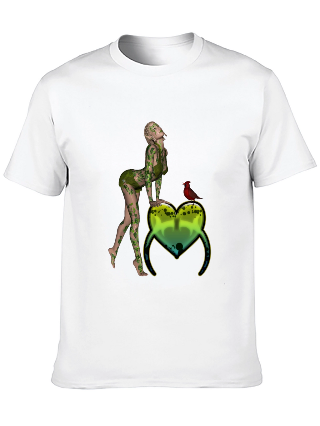 Natures Embrace Tee:  Whimsical Fairy & Cardinal Print