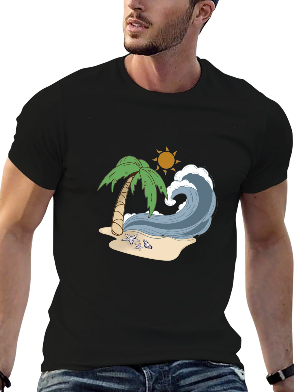 Beach Wave Graphic Tee - Tropical Vibes