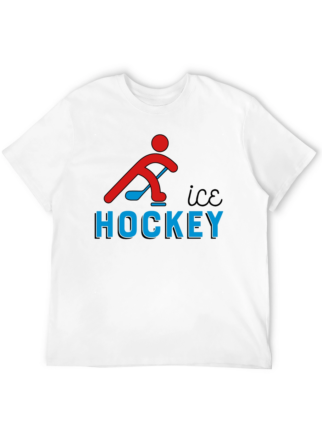 Ice Hockey Graphic Tee - Black Cotton T-Shirt