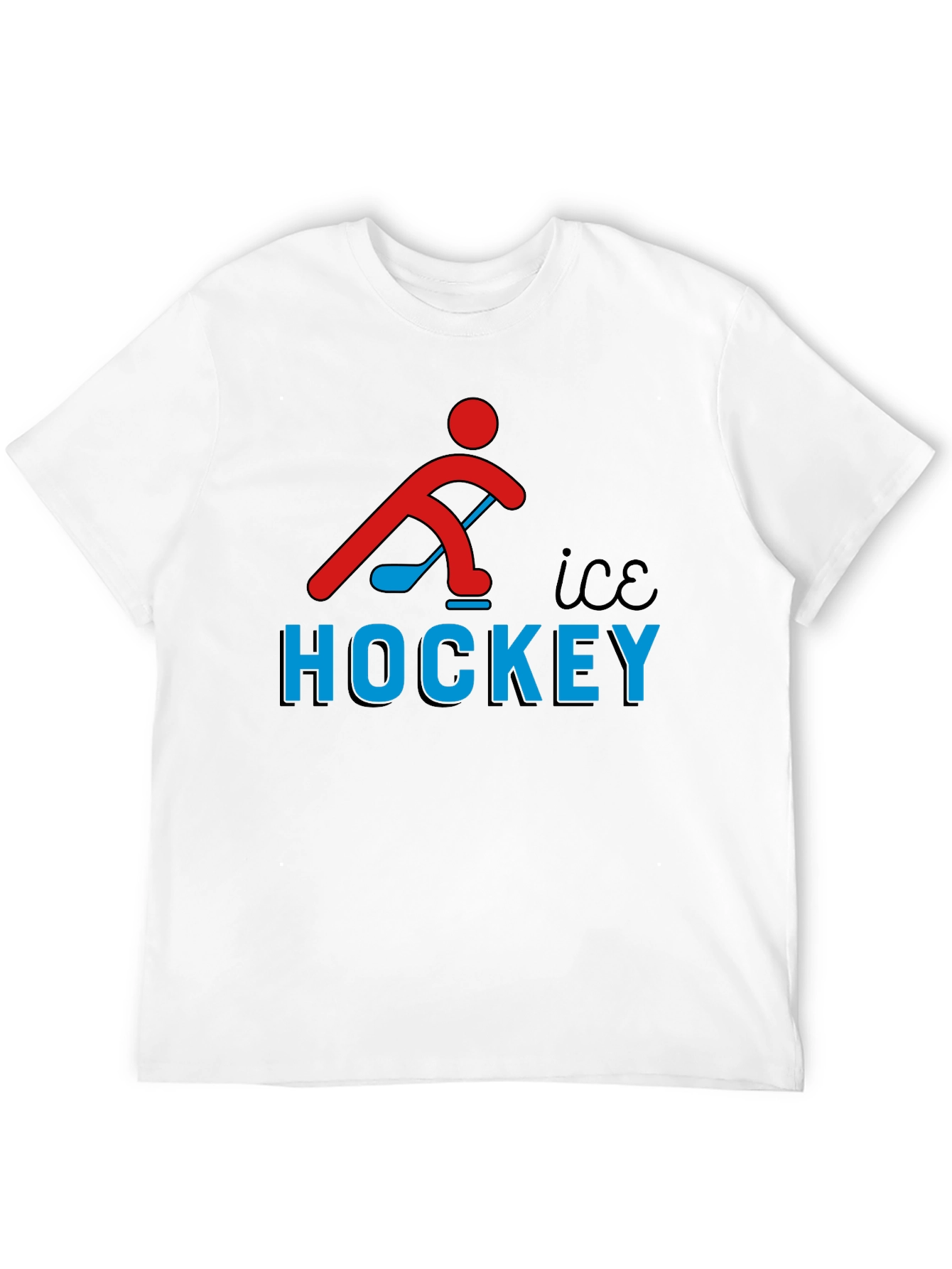 Ice Hockey Graphic Tee - Black Cotton T-Shirt