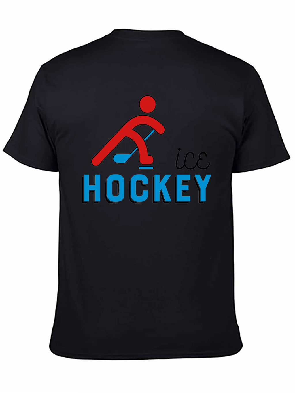 Ice Hockey Graphic Tee - Black Cotton T-Shirt