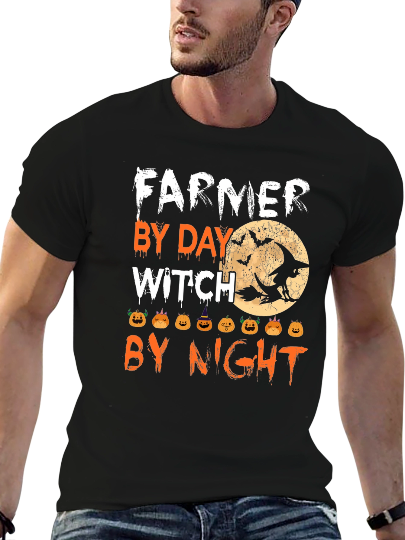 Farmer By Day Witch By Night Halloween T-Shirt