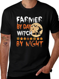 Farmer By Day Witch By Night Halloween T-Shirt