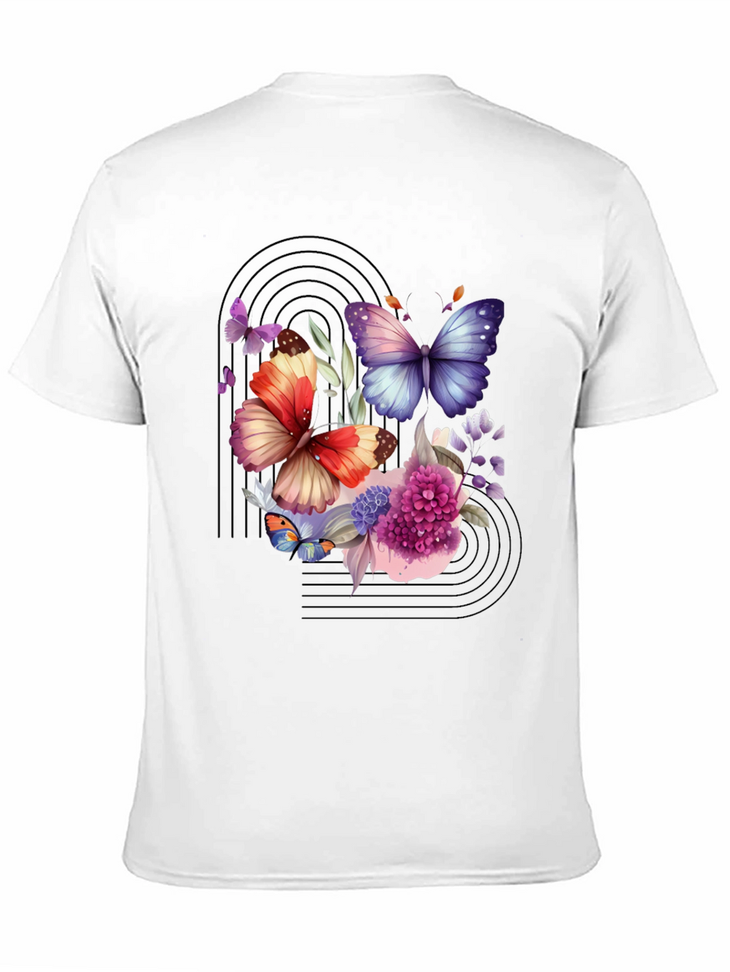 Butterfly Floral Graphic Black T-Shirt
