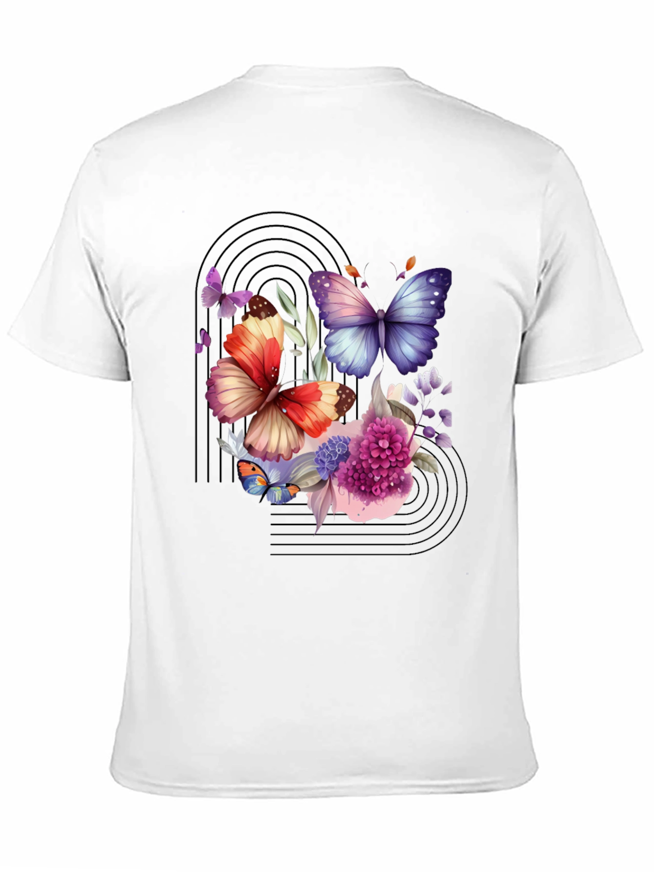 Butterfly Floral Graphic Black T-Shirt