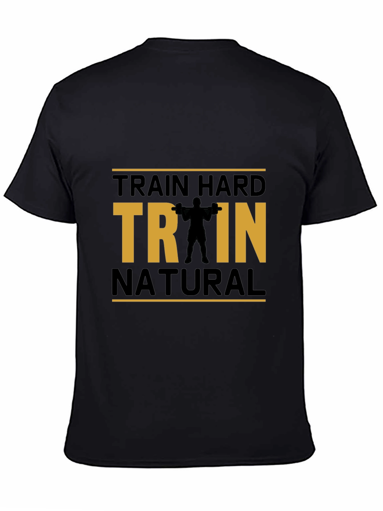 Train Hard Natural Black Cotton T-Shirt