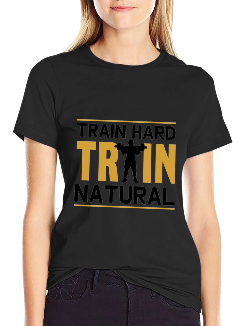 Train Hard Natural Black Cotton T-Shirt