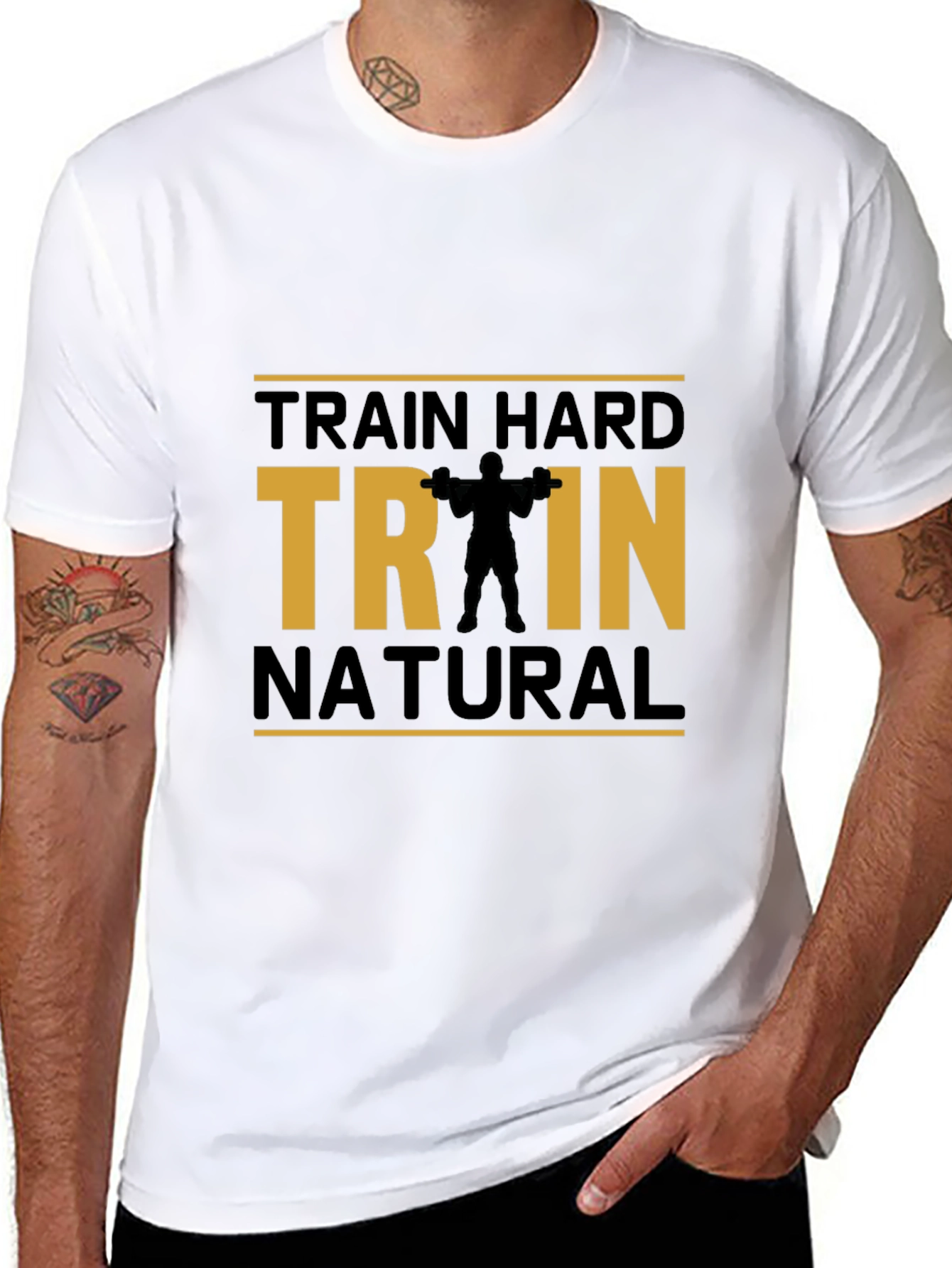Train Hard Natural Black Cotton T-Shirt