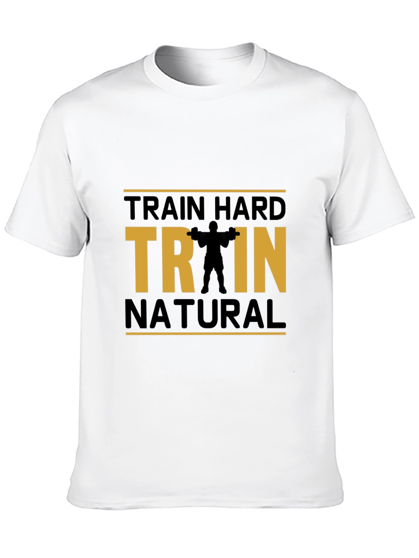 Train Hard Natural Black Cotton T-Shirt