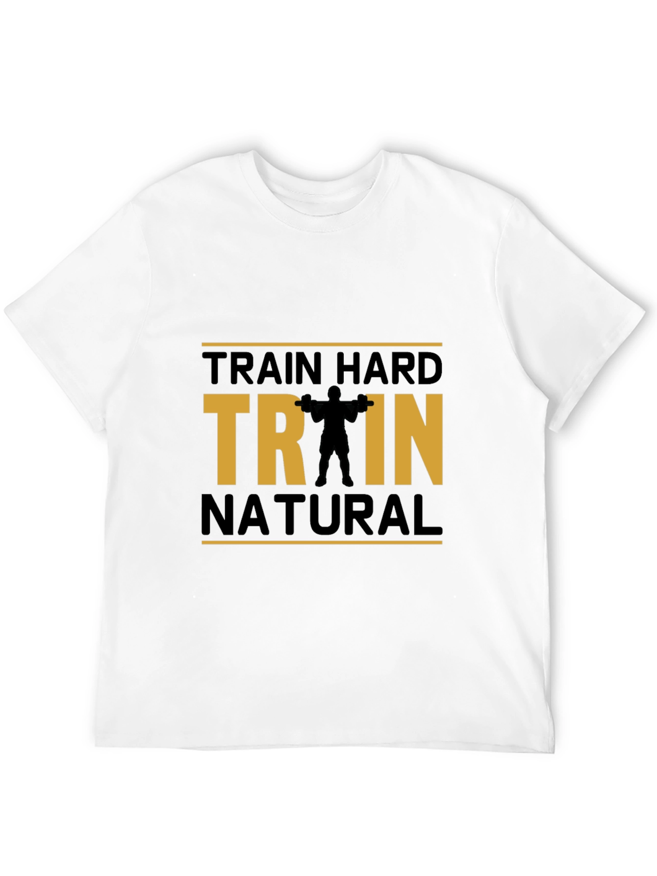 Train Hard Natural Black Cotton T-Shirt