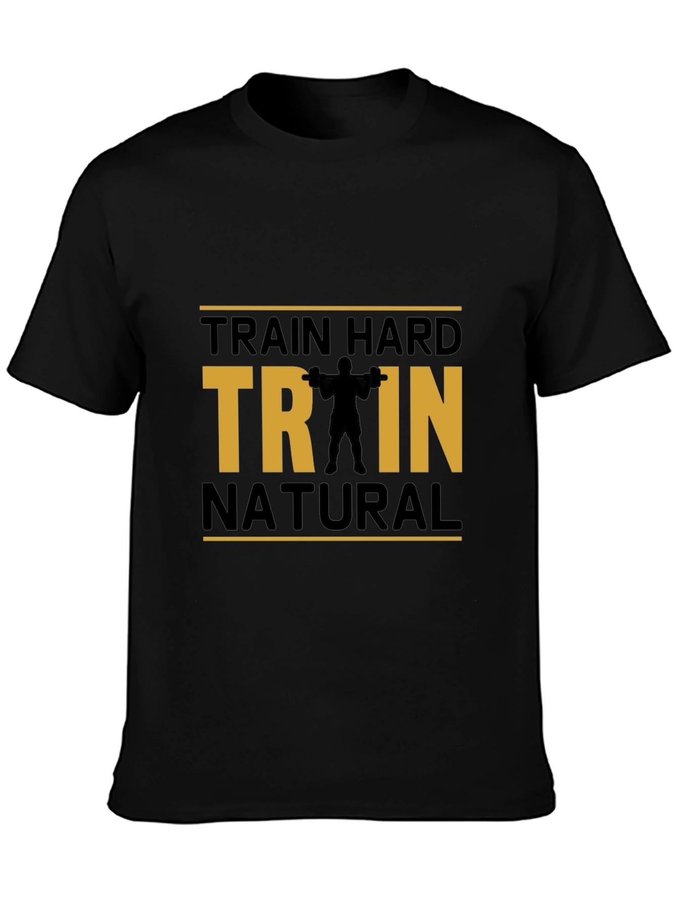 Train Hard Natural Black Cotton T-Shirt