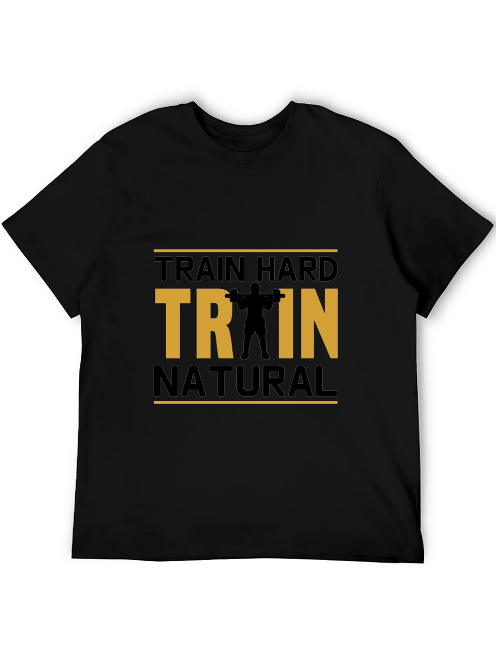 Train Hard Natural Black Cotton T-Shirt