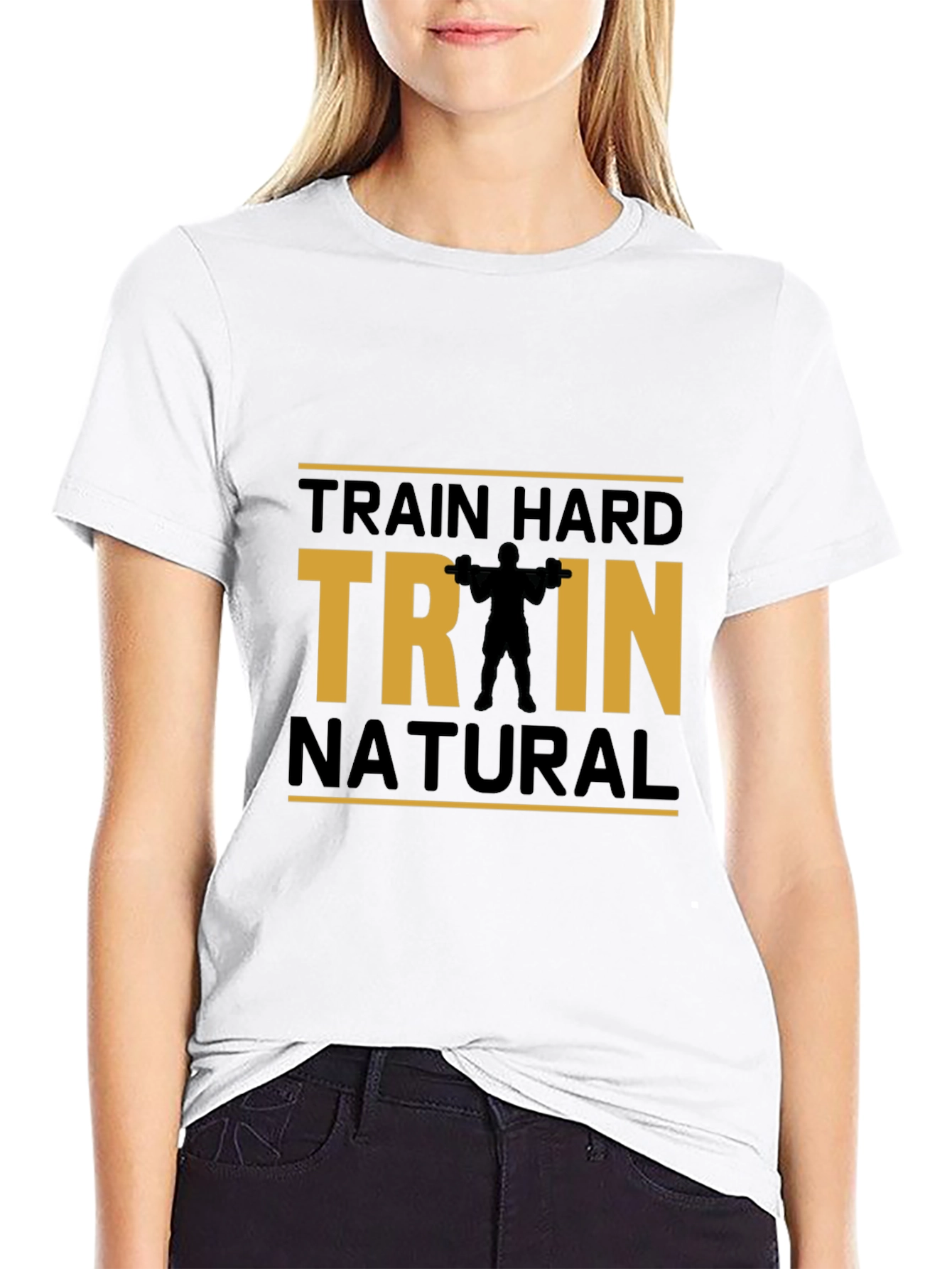 Train Hard Natural Black Cotton T-Shirt