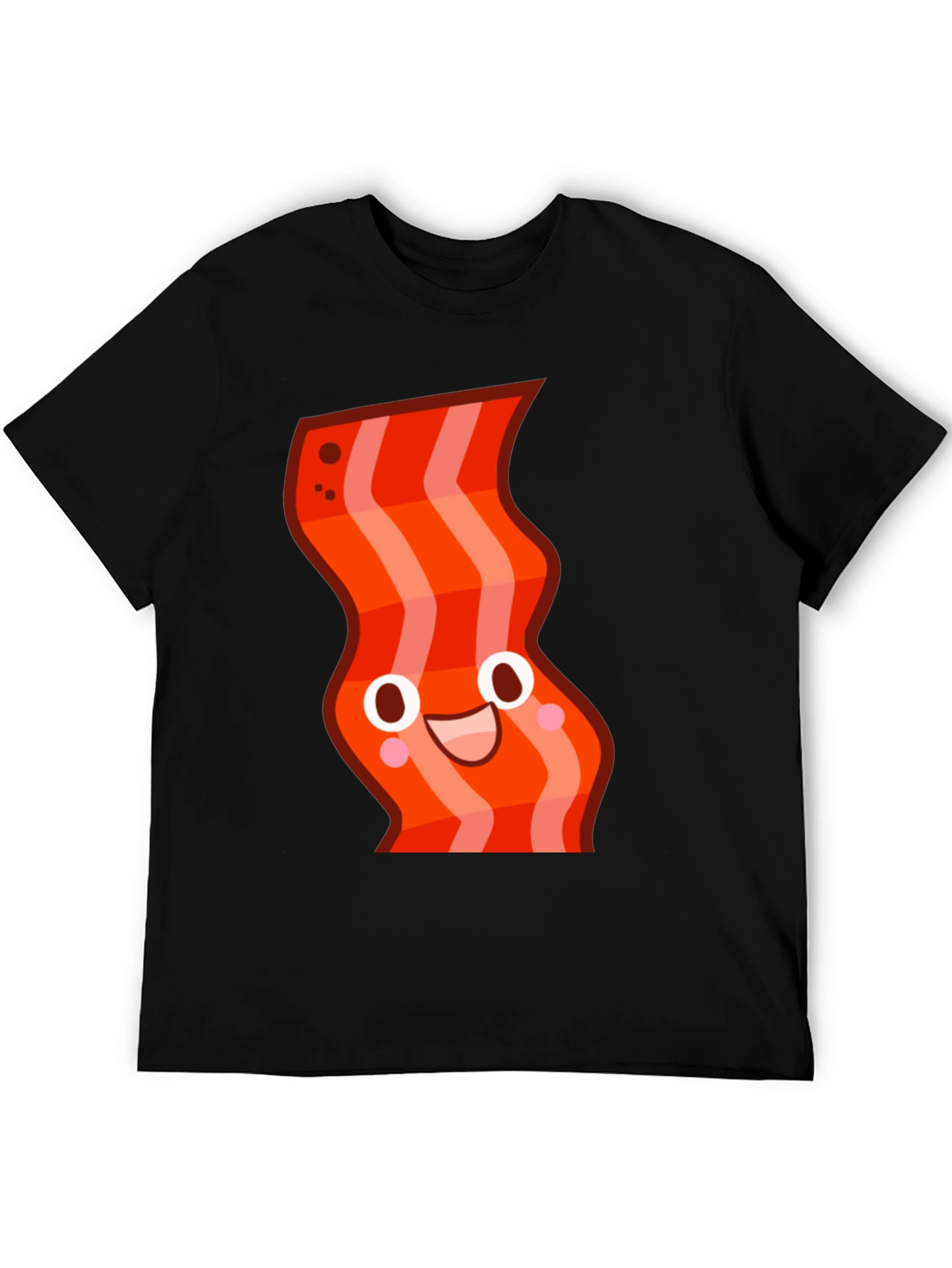 Funny Bacon Cartoon Graphic Black T-Shirt