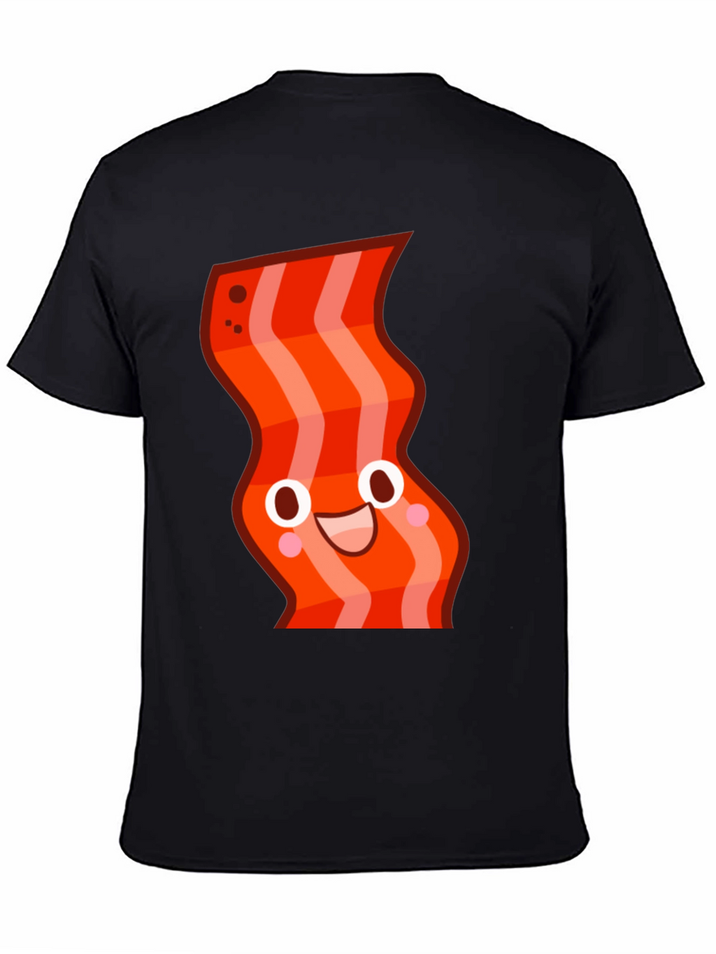 Funny Bacon Cartoon Graphic Black T-Shirt