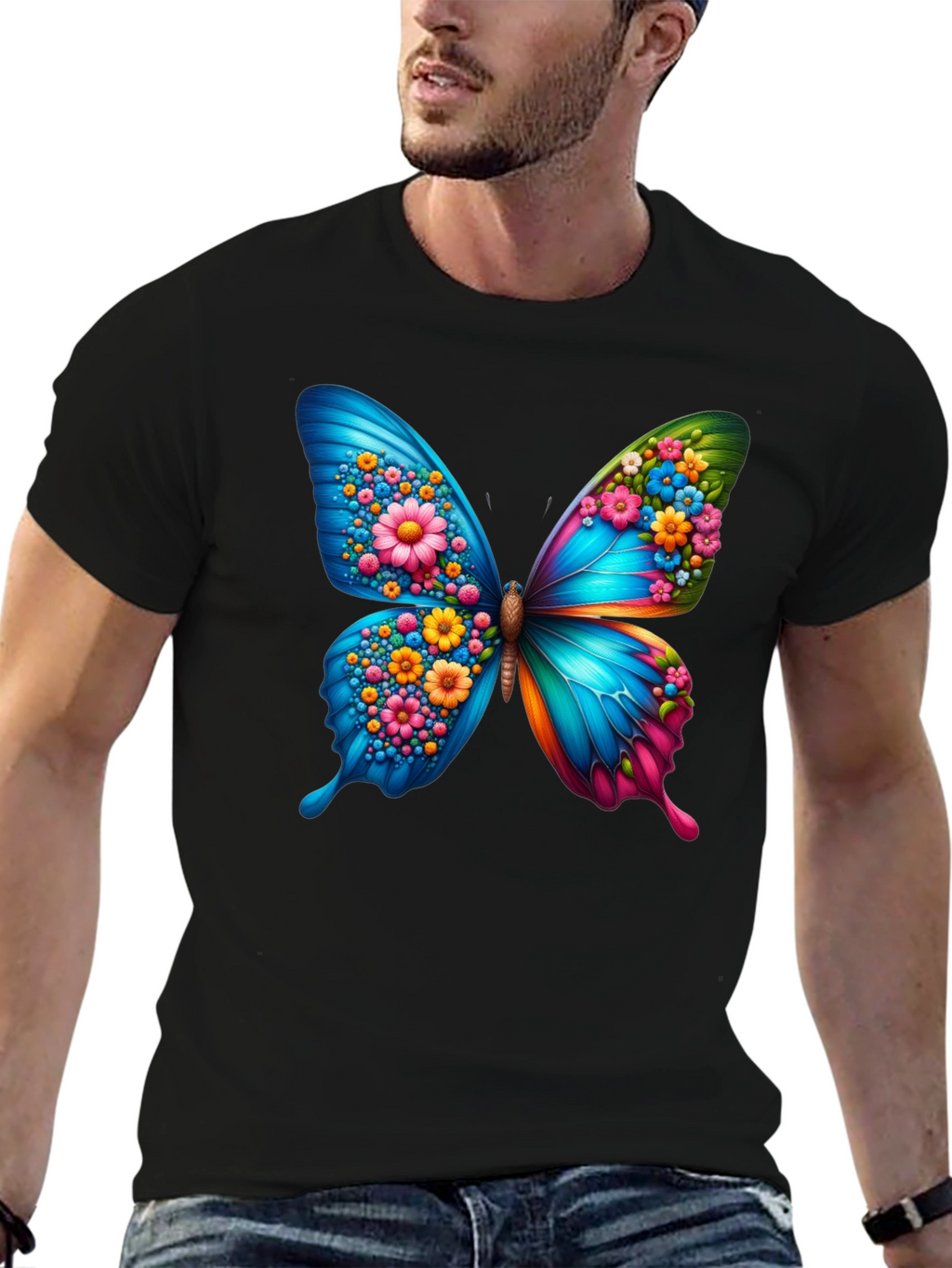 Butterfly Flower Graphic T-Shirt