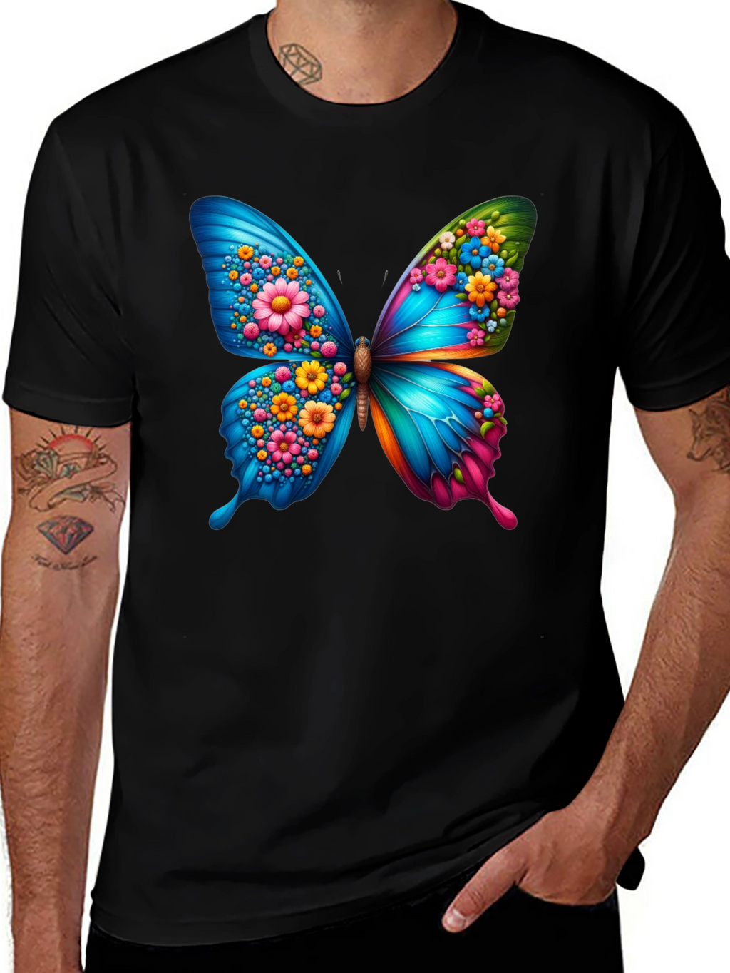 Butterfly Flower Graphic T-Shirt