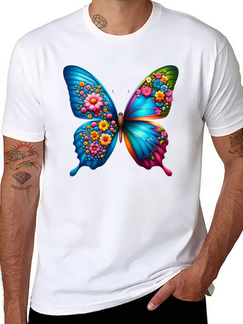 Butterfly Flower Graphic T-Shirt