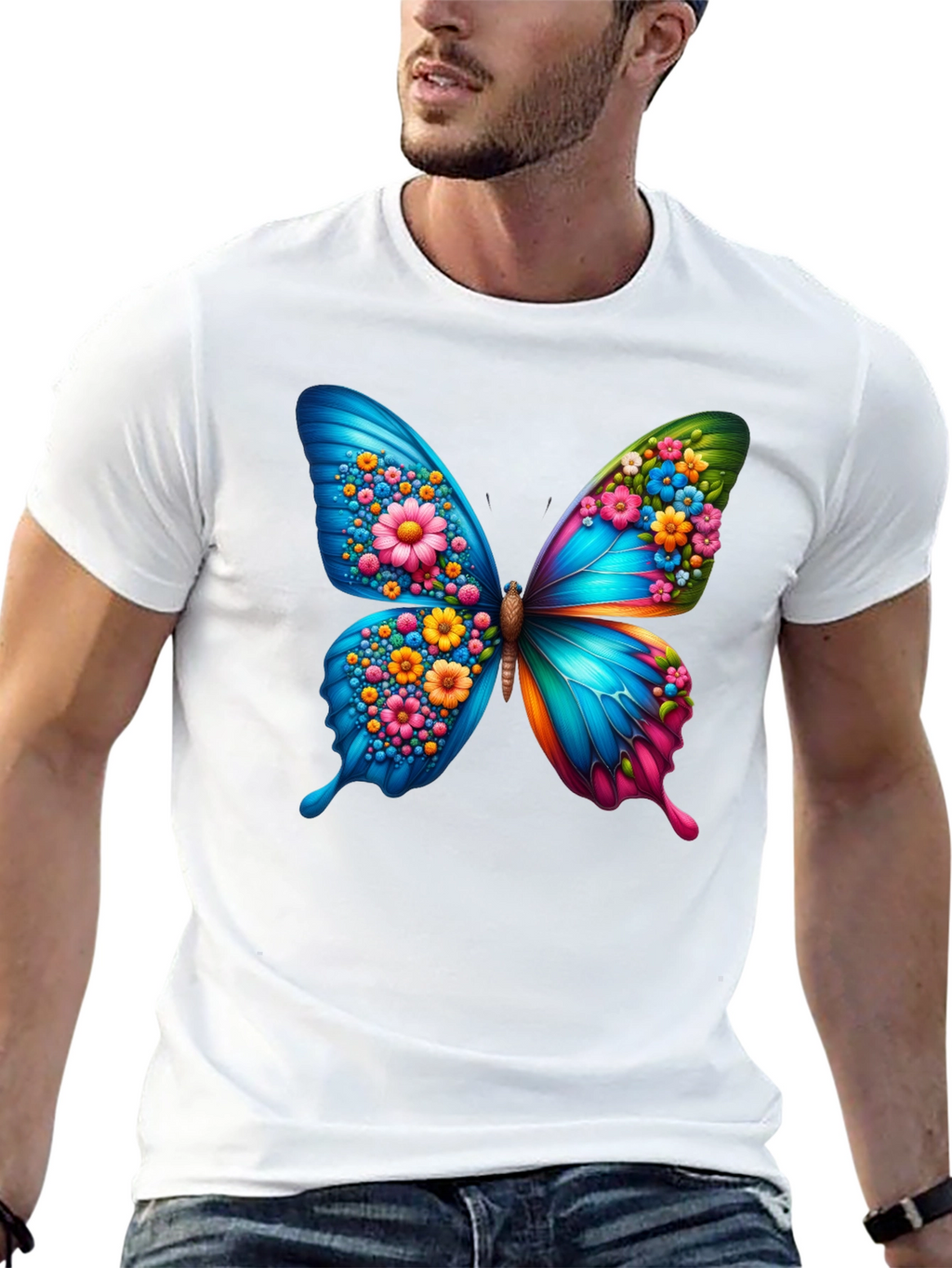 Butterfly Flower Graphic T-Shirt