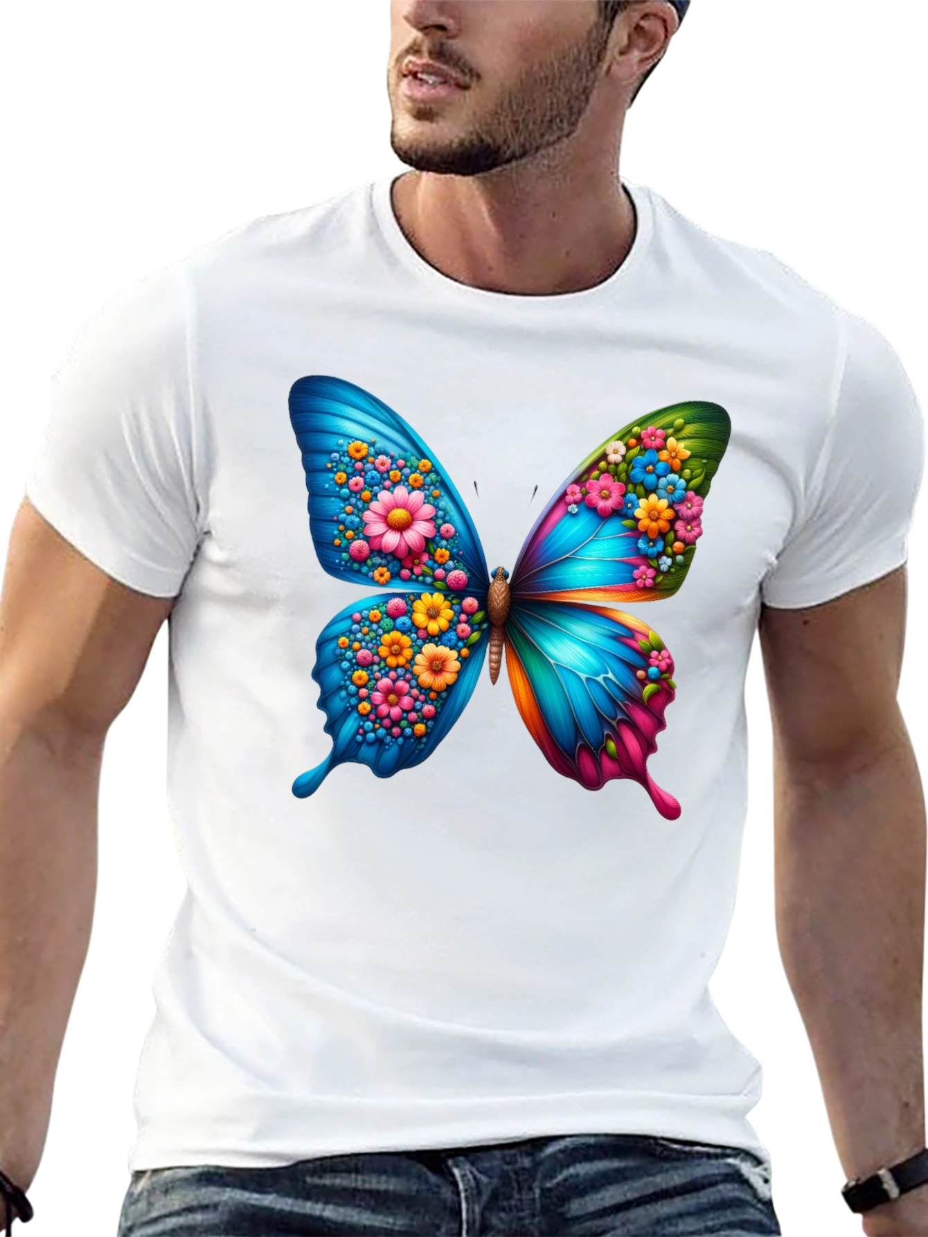 Butterfly Flower Graphic T-Shirt