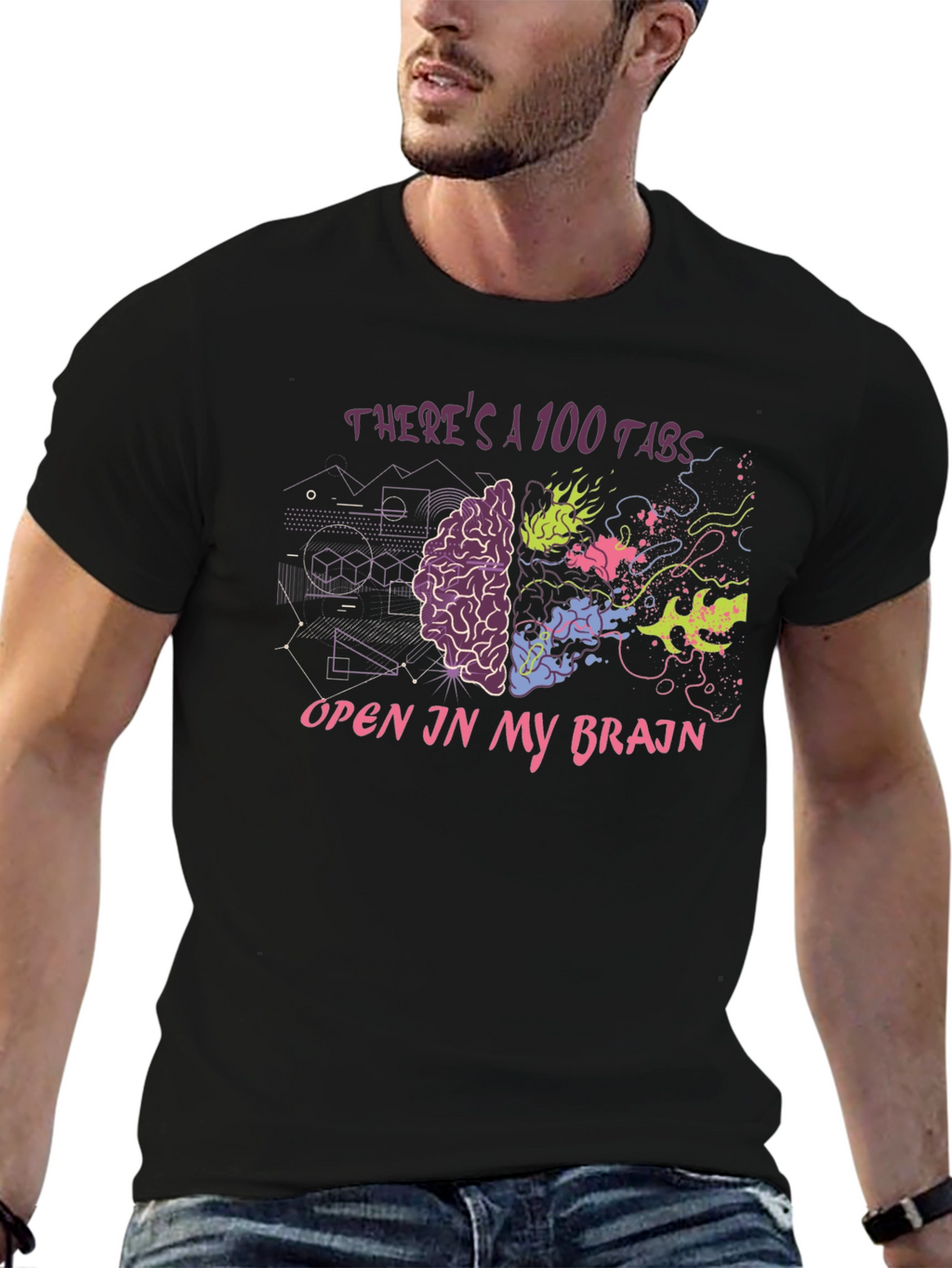100 Tabs Brain T-Shirt - Creative & Comfortable