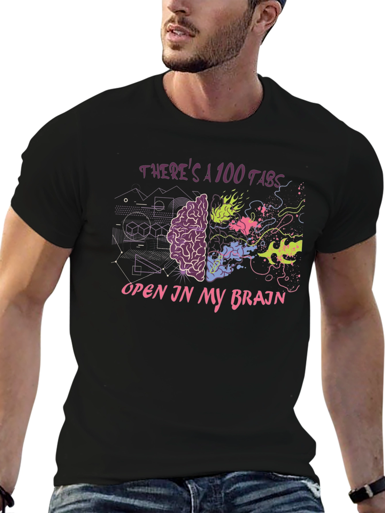 100 Tabs Brain T-Shirt - Creative & Comfortable