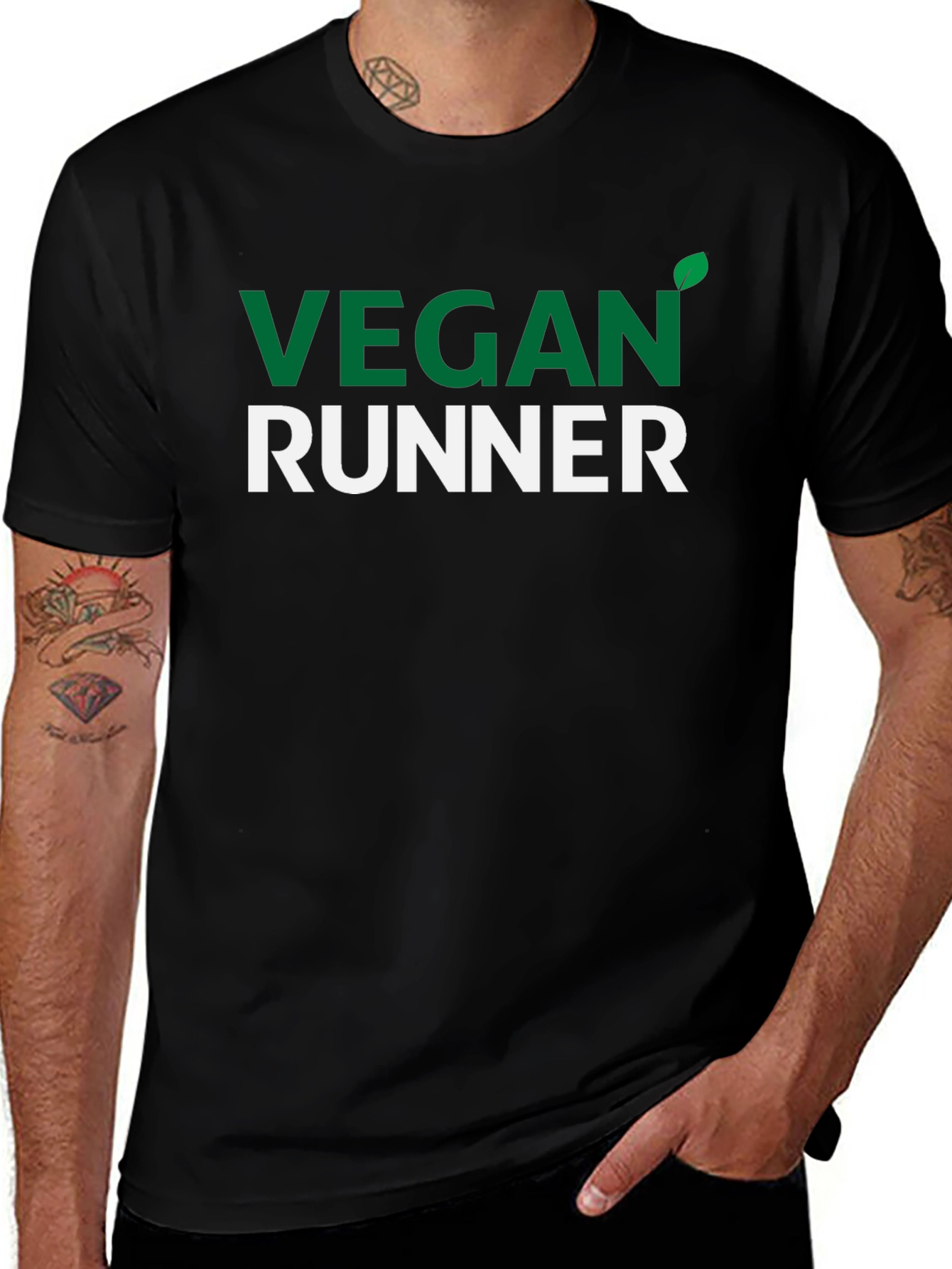 Vegan Runner T-Shirt - Green & White
