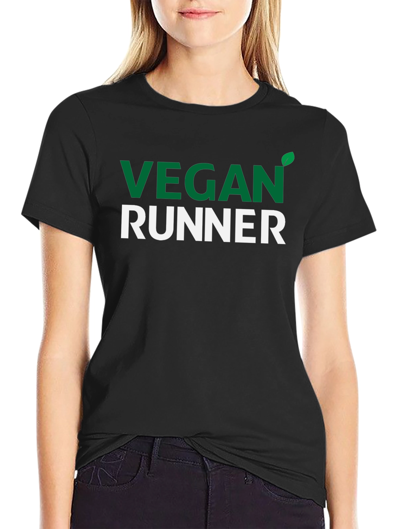 Vegan Runner T-Shirt - Green & White